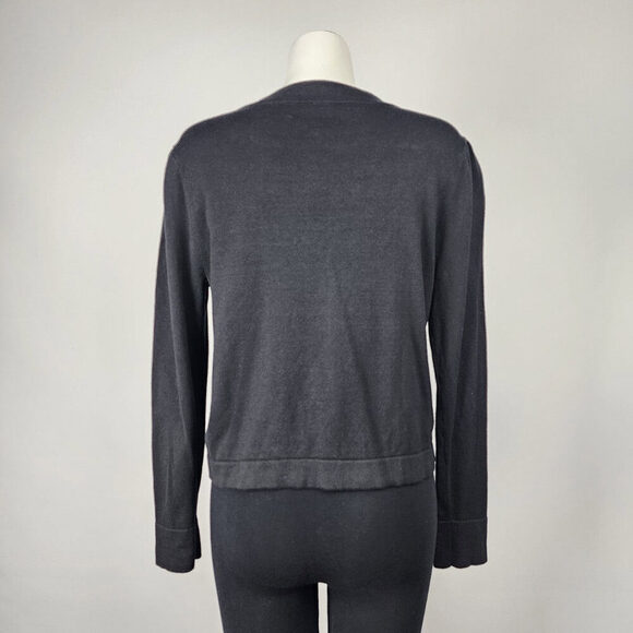 CABI Black Cotton Knit Goals Button Up Cardigan Size M - Picture 6 of 9